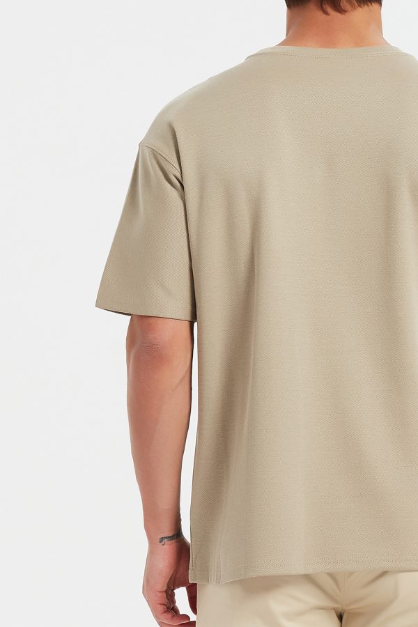 Oversized Twill Knit Tee // Tan - Image 7