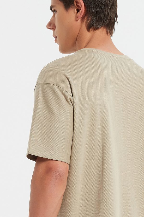 Oversized Twill Knit Tee // Tan - Image 8